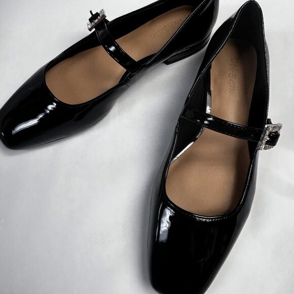 On 34th Women's Saadet Rhinestone Buckle Mary Jane Black Flats Size 5.5 M - Picture 1 of 6